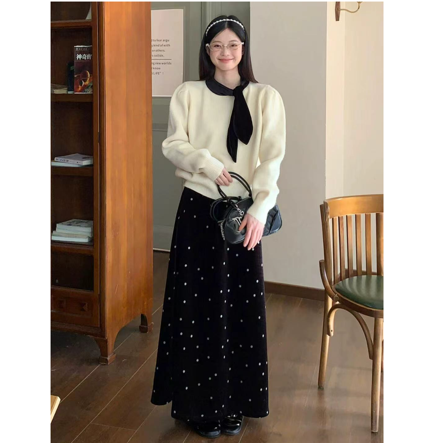 绝美蝴蝶结针织毛衣套装连衣裙子女秋冬季2025新款长裙819