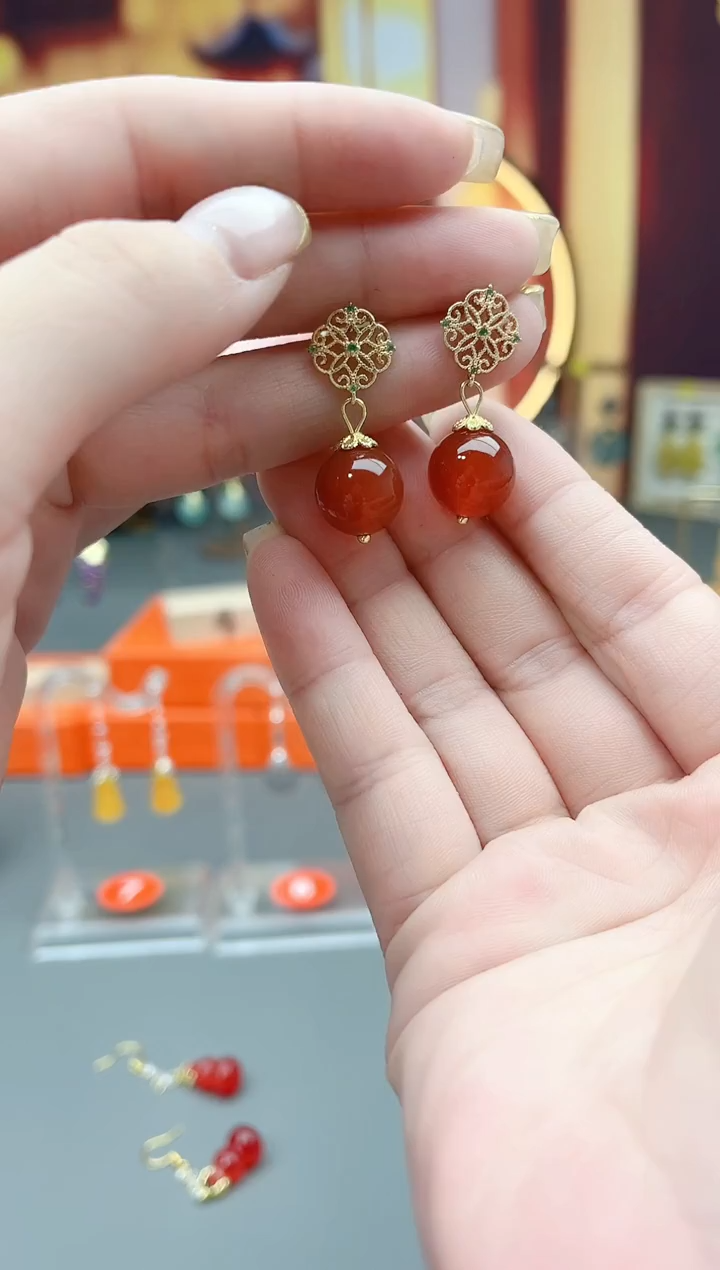 未镶嵌耳钉玛瑙/玉髓710