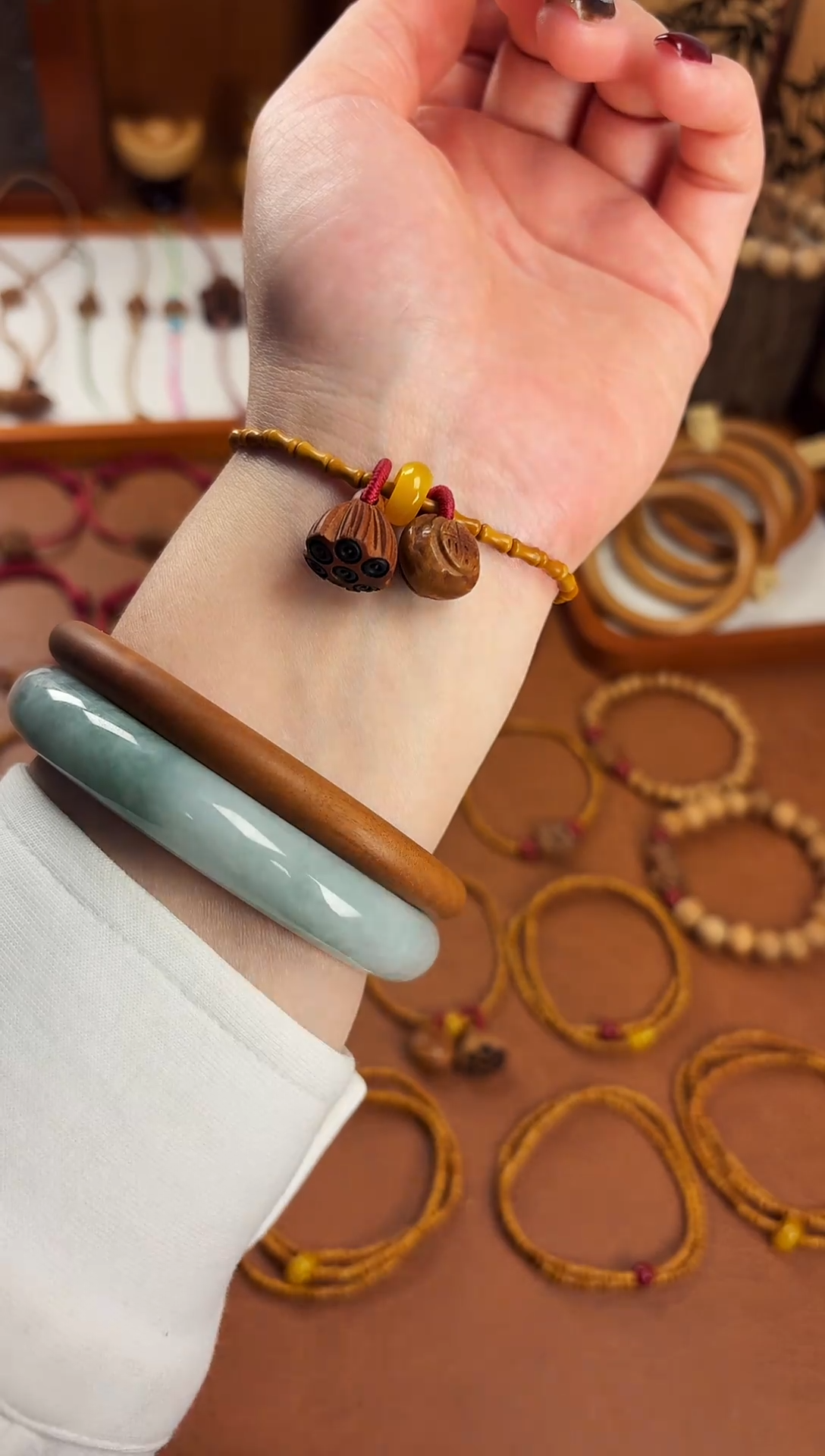 手串桃核古桃坊  竹节单圈福气连连