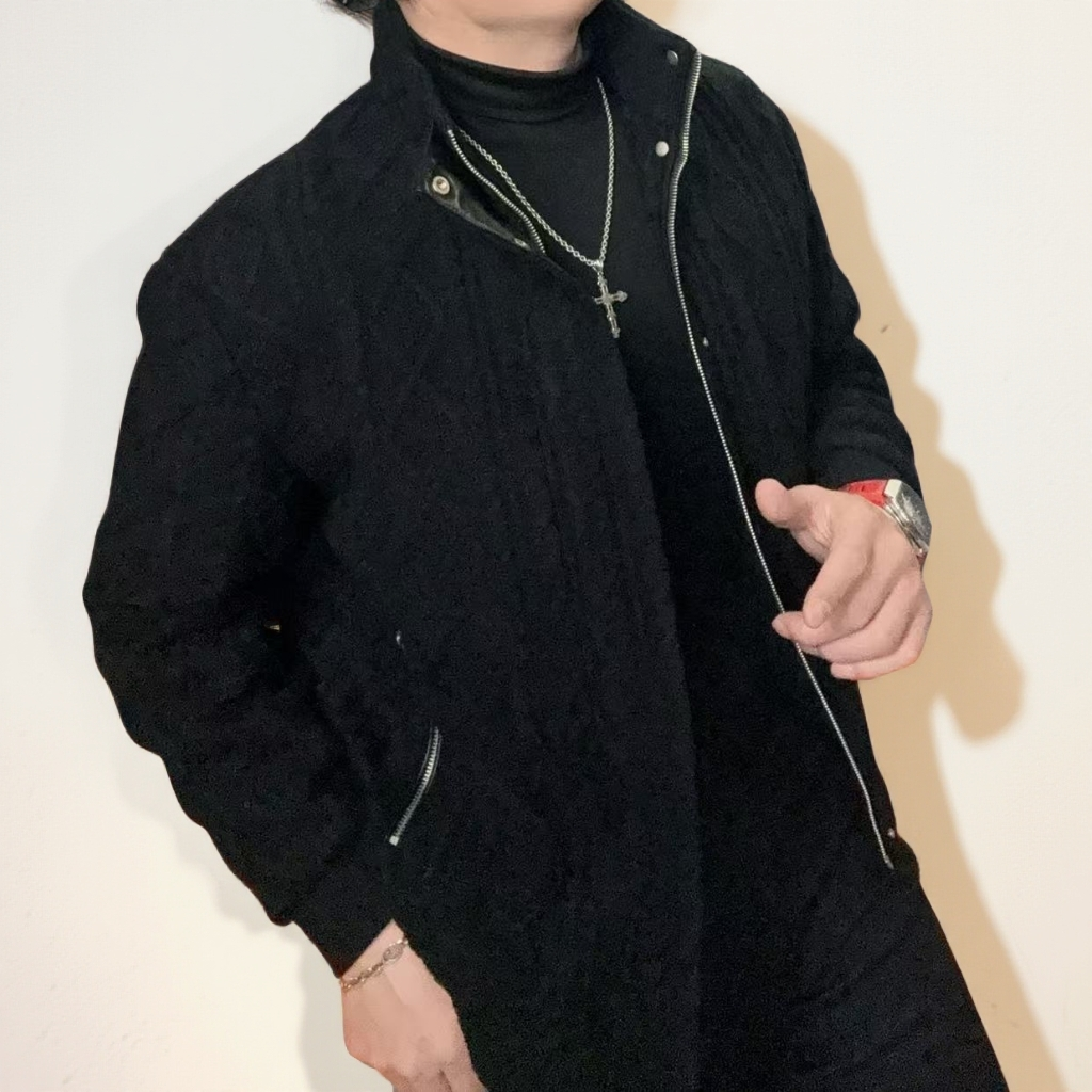 冬季绞花针织羽绒服男立领休闲轻奢保暖羽绒夹克轻奢潮流外套