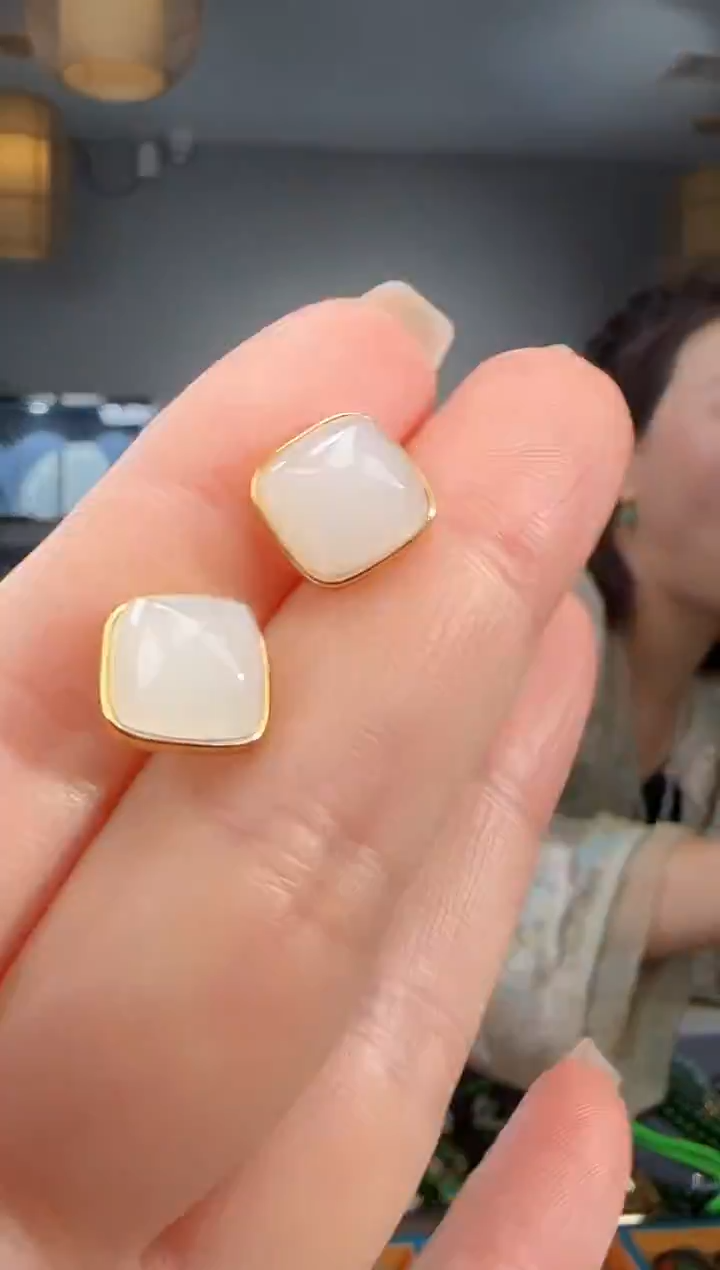 银S925镶嵌和田玉耳饰1