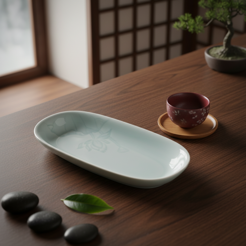 【觀文荐瓷】龙泉粉青出水芙蓉18.2cm毛巾碟