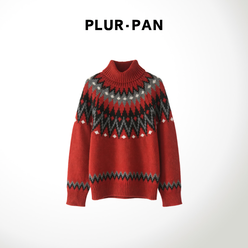 PLUR·PAN时尚加厚撞色百搭针织衫