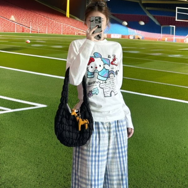 猫咪卡通两色星球长袖