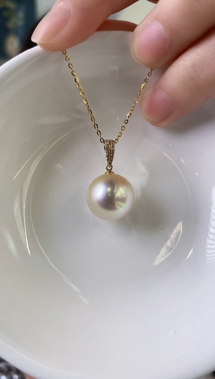 【闪购商品】海水珍珠吊坠(不含链)18K金镶嵌14-15海水珍珠吊坠