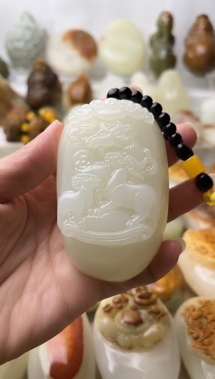 石材古青石棉纹正常不退换三羊开泰