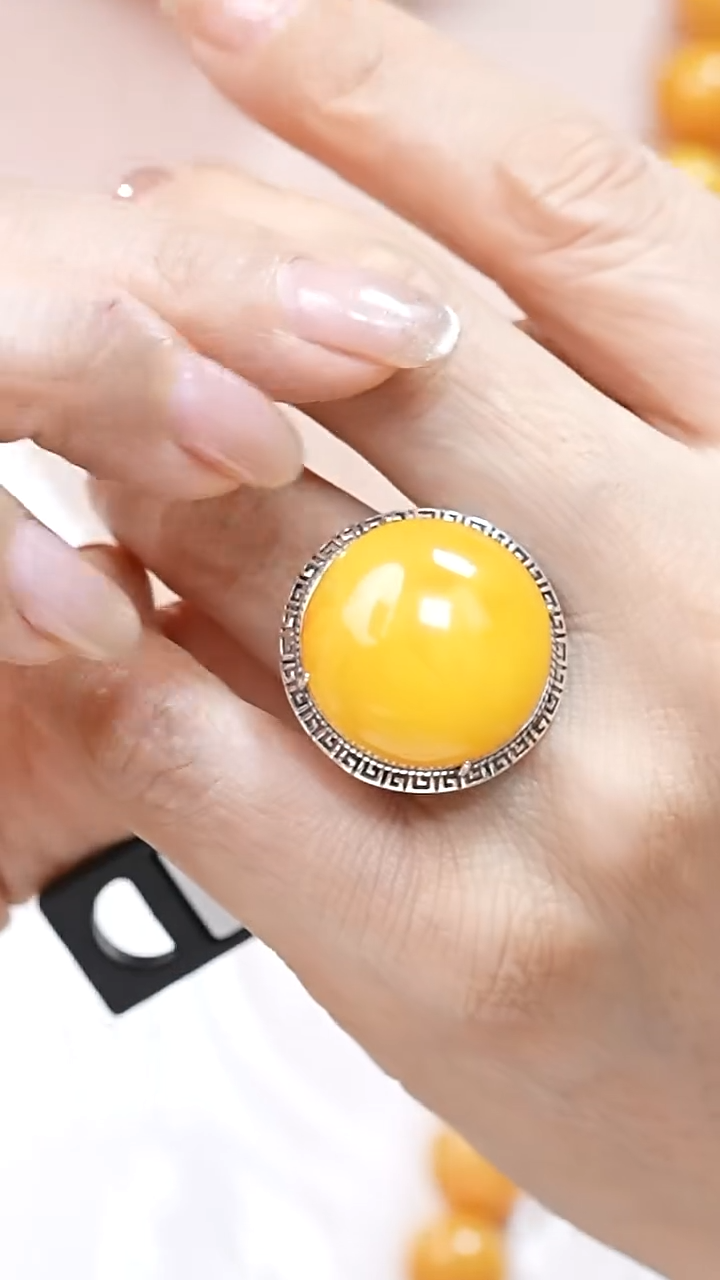 银S925镶嵌蜜蜡珠宝奇石4781天然蜜蜡珠宝奇石全部保真