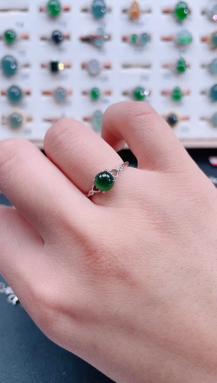 银S925镶嵌戒指翡翠天然翡翠