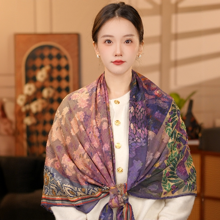 【140方巾 普罗旺斯】剪花烧花围巾140*140方巾