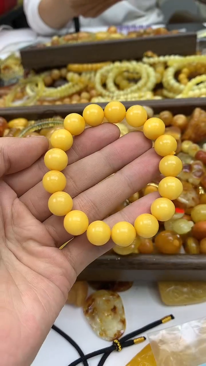 裸石琥珀未镶嵌手串卡12