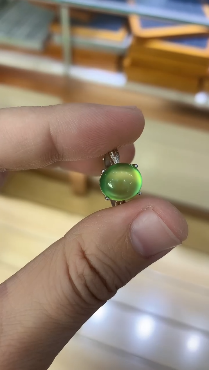 【闪购商品】葡萄石戒指银S925镶嵌........