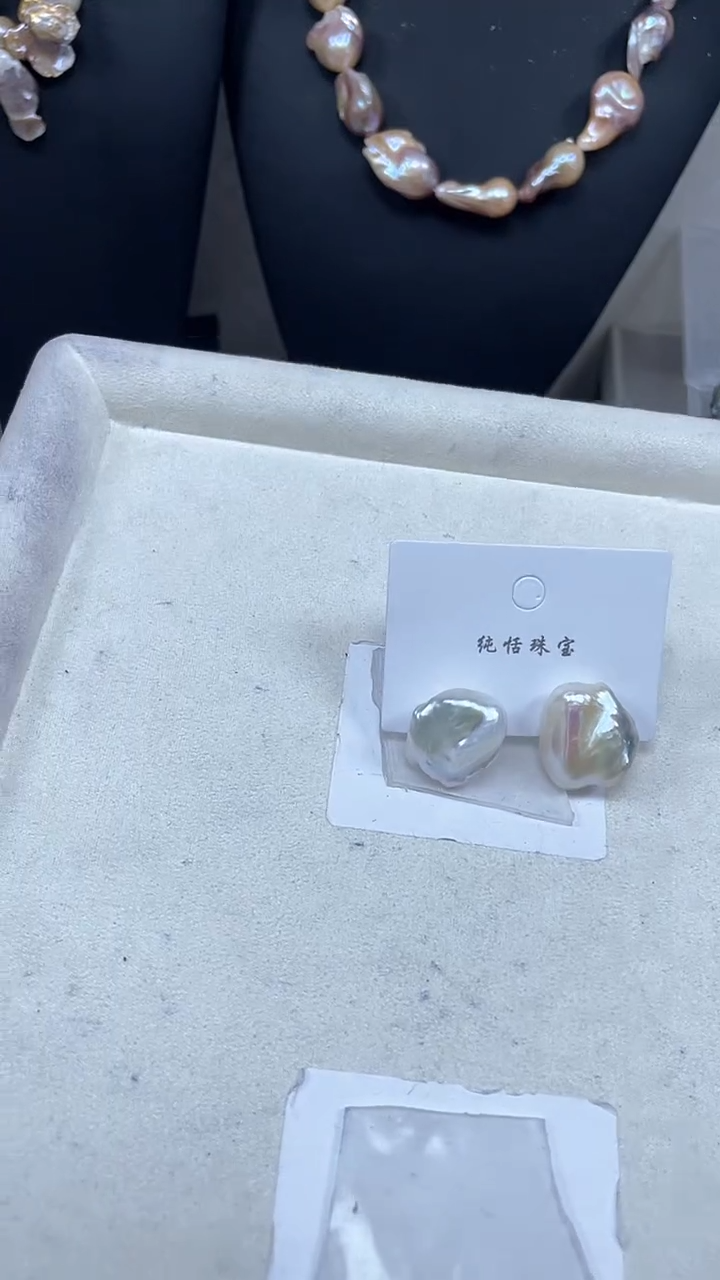 未镶嵌淡水珍珠耳饰【纯恬巴洛克饰品】