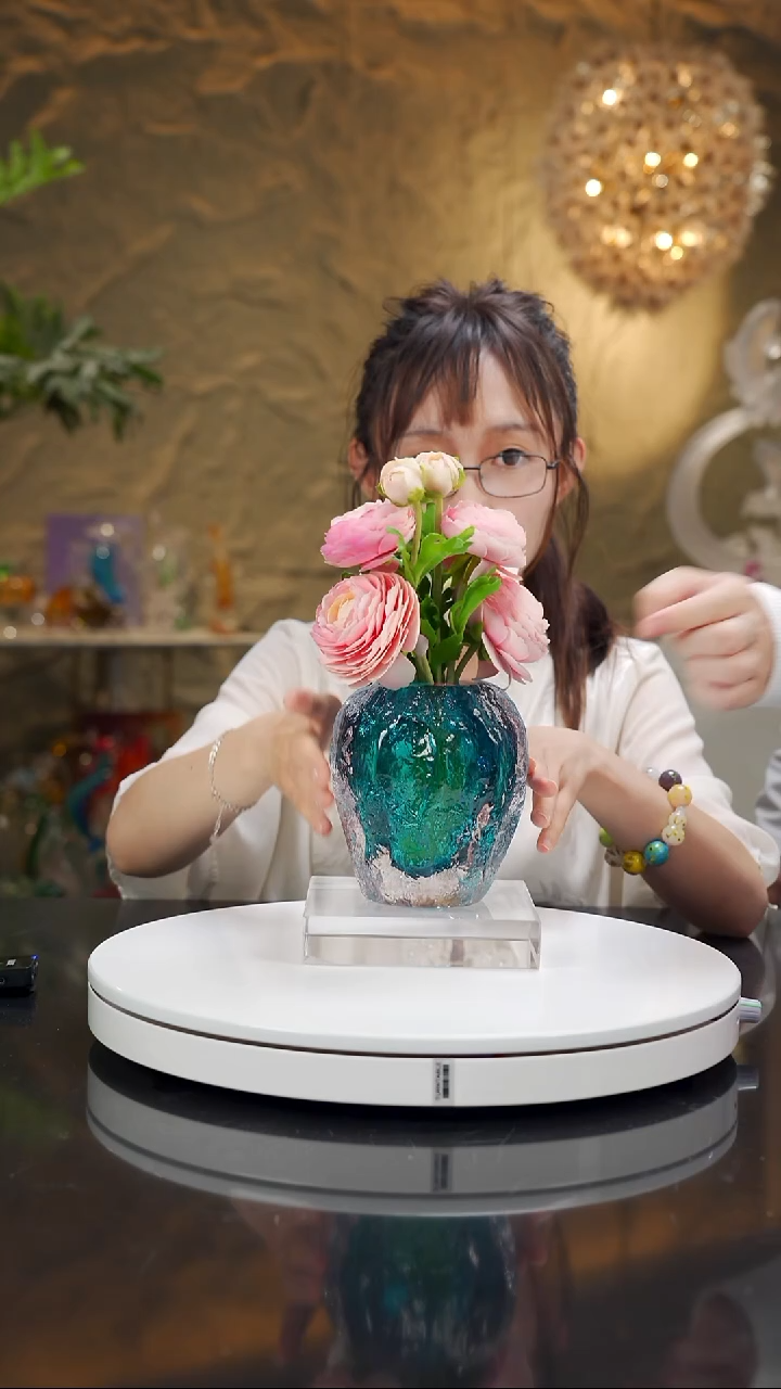 琉璃手工艺品福利海蓝色水波纹香薰瓶