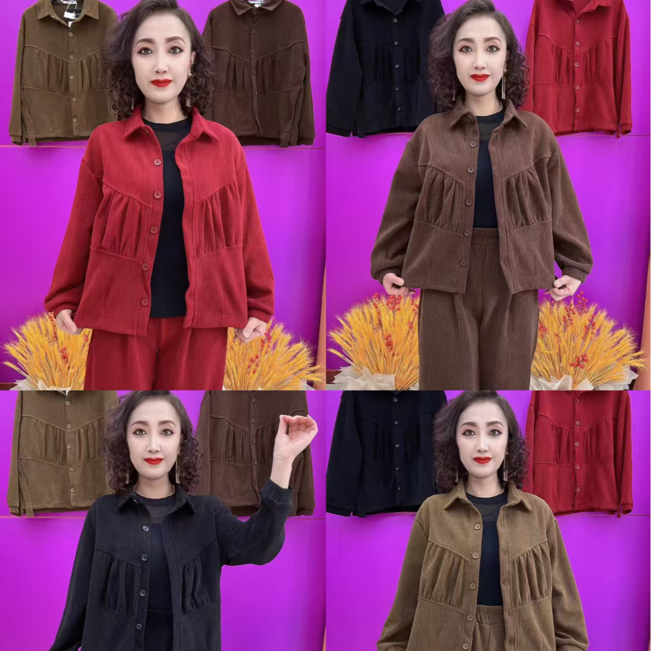 FANG时尚女士条绒套装(外套+裤子）8866四色