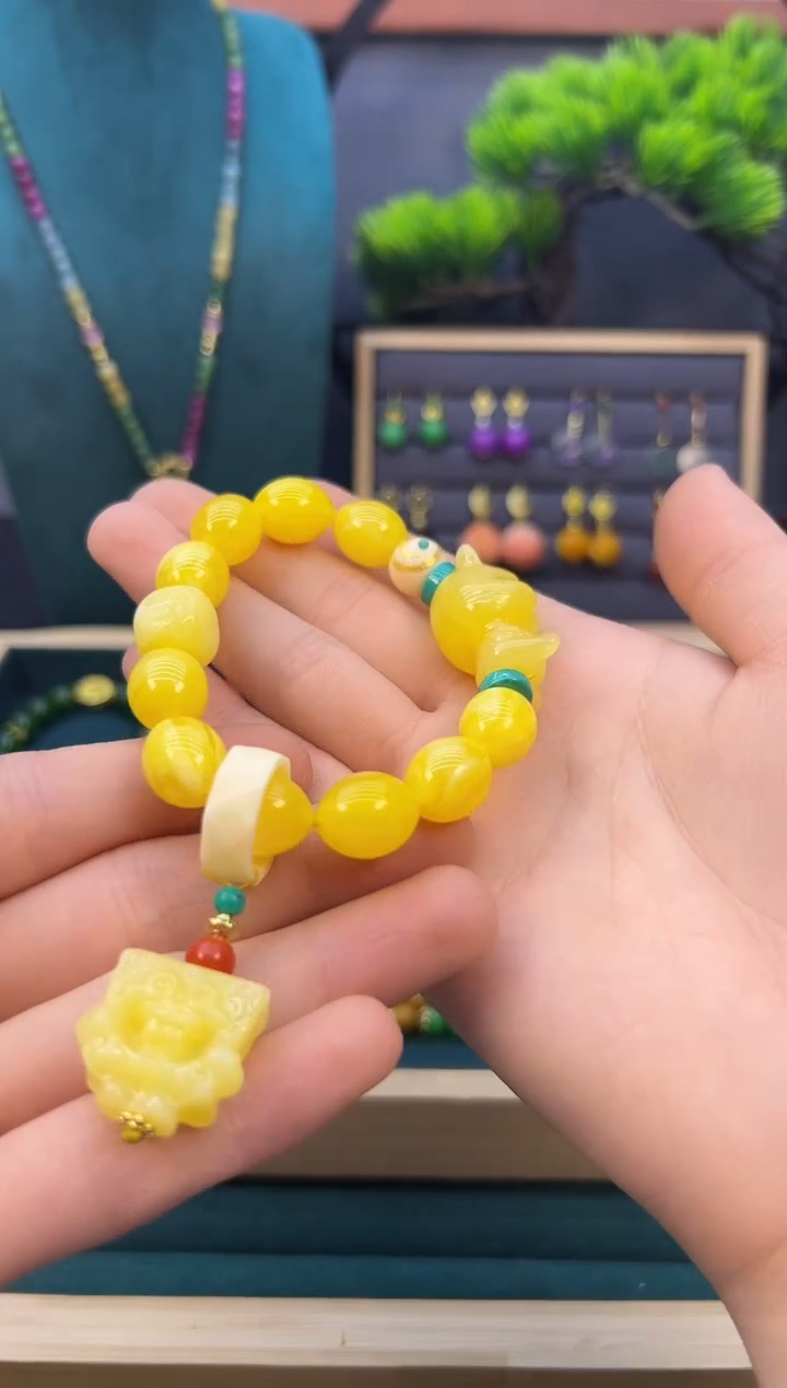 【闪购商品】蜜蜡手链14K金镶嵌S57         