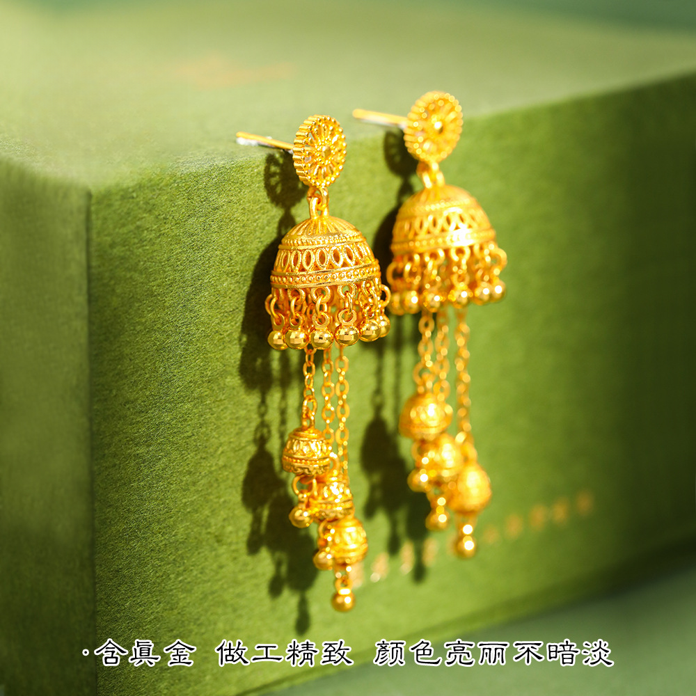 铜合金耳饰 耳饰同款长款手工水母流苏气质耳环时尚女小众设计