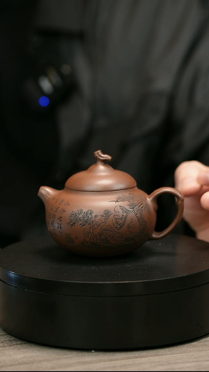 茶壶紫砂醉****花H1995赵信军底槽清刻绘茄瓜