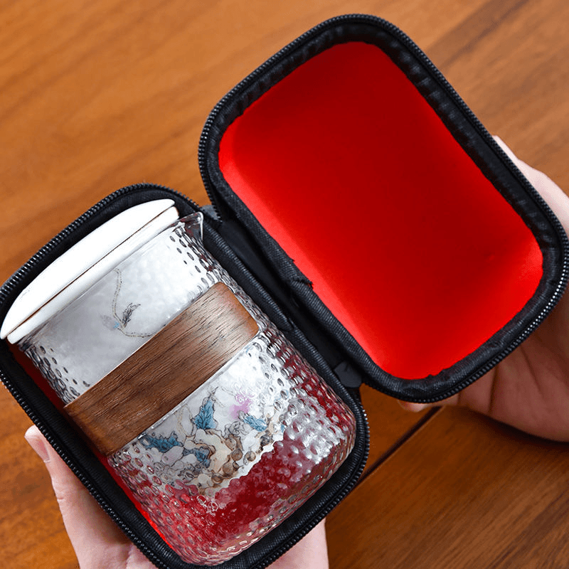 家用繁花似锦快客杯户外便携泡茶旅行陶瓷一壶三杯旅行茶具套装