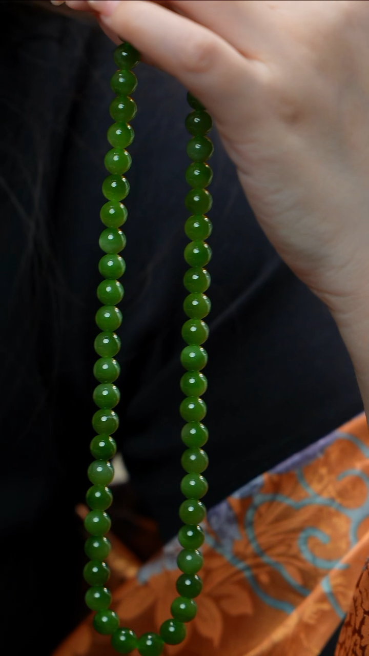 和田玉（碧玉）未镶嵌项链碧玉项链7-8mm 多样性发其一