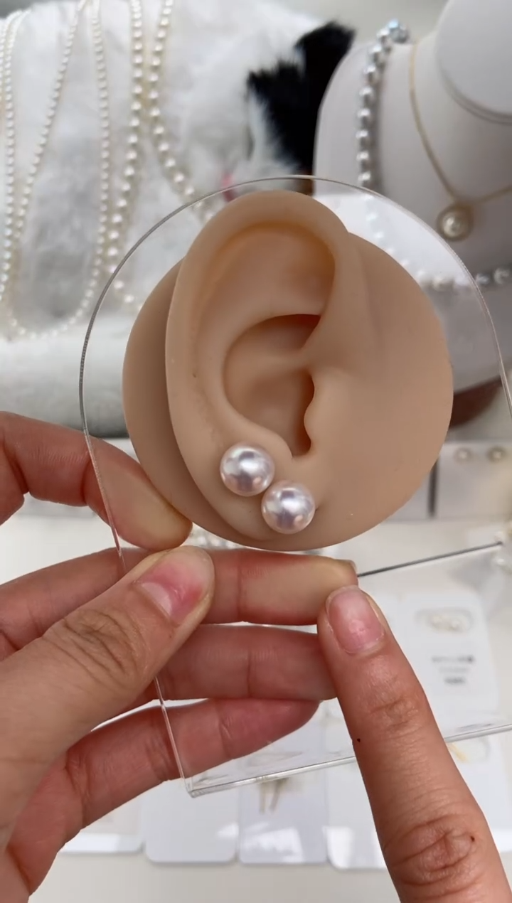 【闪购商品】海水珍珠耳钉18K金镶嵌9-9.5mm耳钉福利