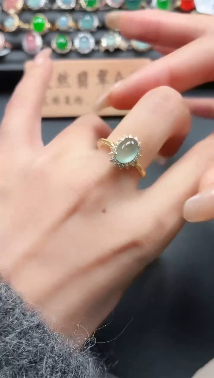 银S925镶嵌戒指翡翠111