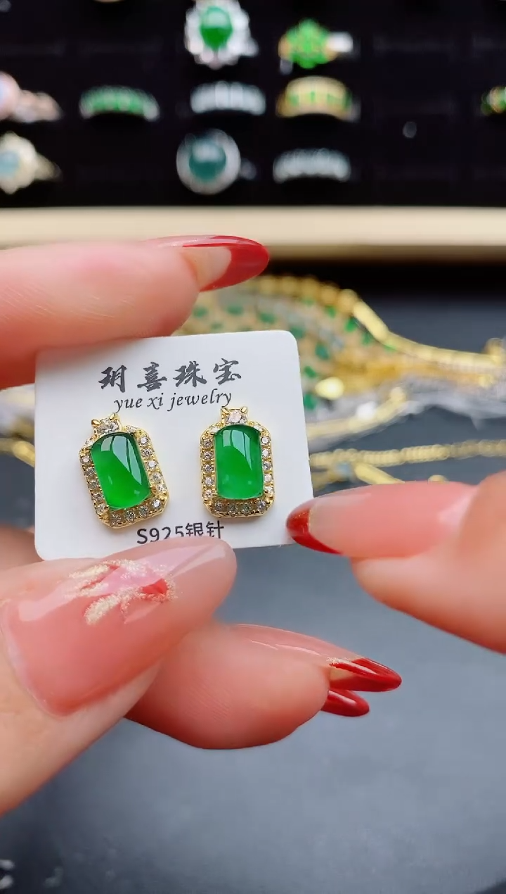 【闪购商品】翡翠耳饰银S925镶嵌321321