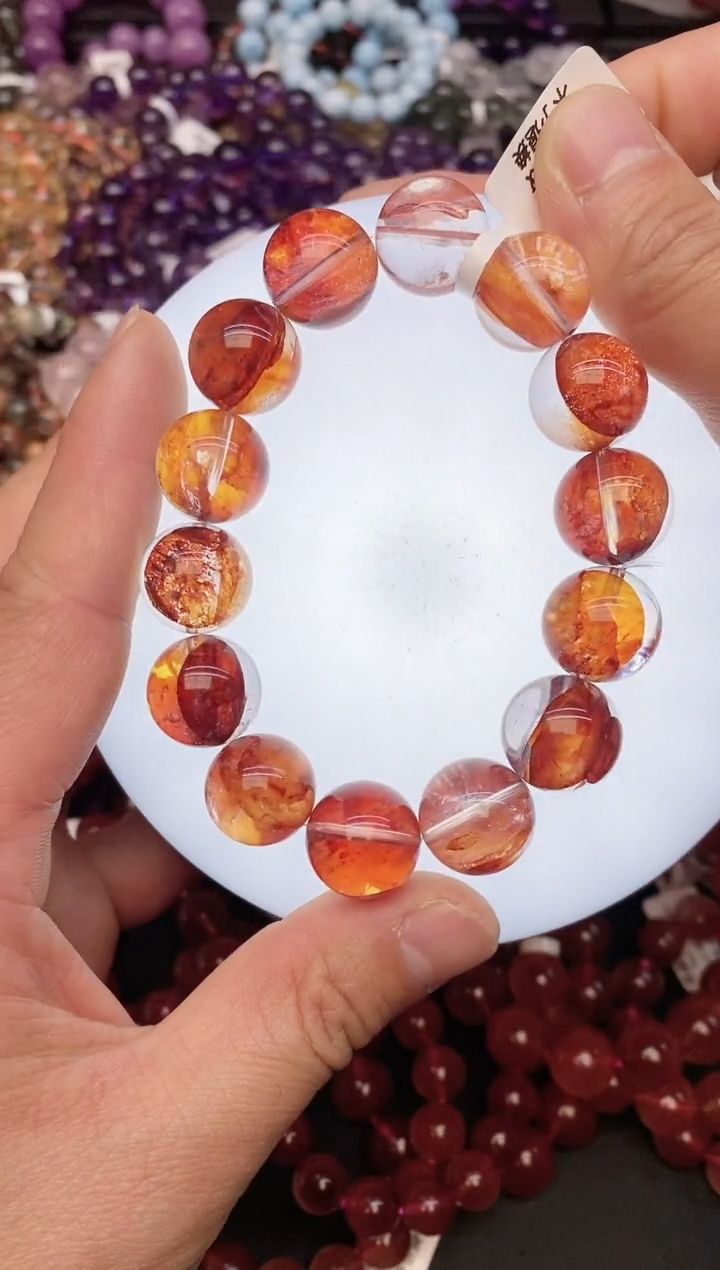 【闪购商品】水晶手链未镶嵌b25 红胶花15mm+