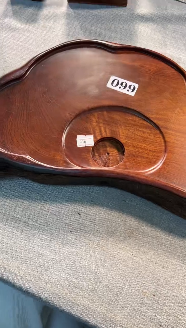 【闪购商品】大果紫檀（缅甸花梨）茶盘099