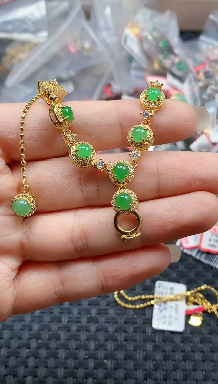 银S925镶嵌戒指翡翠天然A货缅甸翡翠