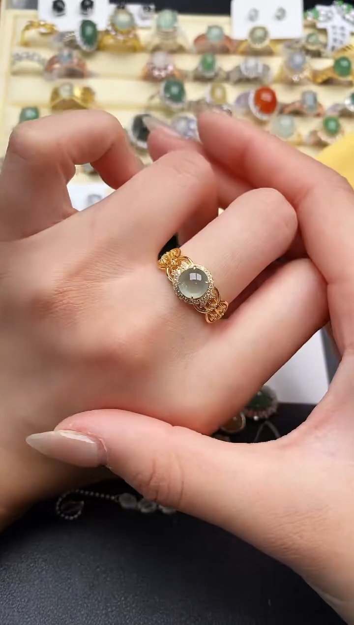 【闪购商品】翡翠戒指银S925镶嵌33333333+4