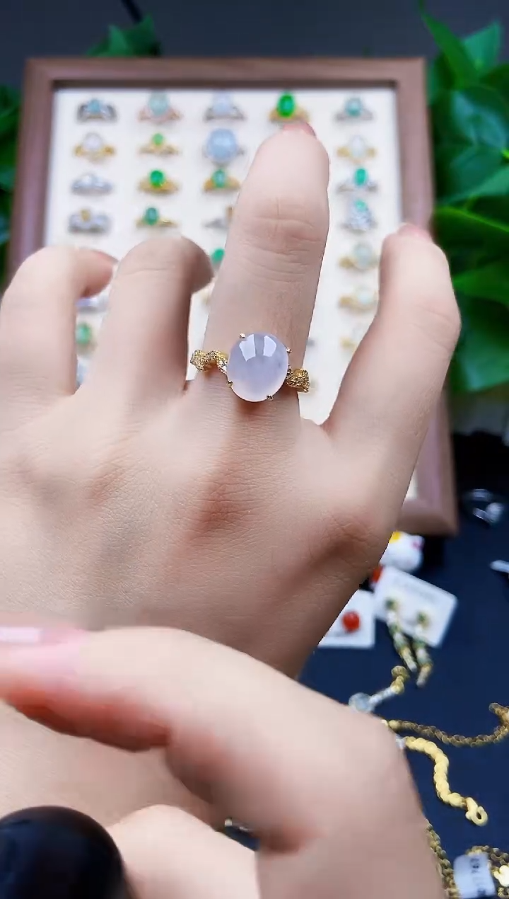 翡翠戒指银S925镶嵌12