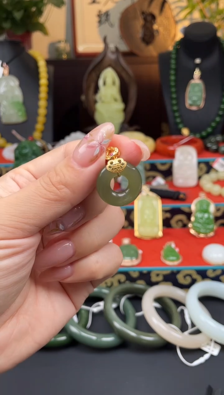 和田玉银S925镶嵌颈饰吊坠f103