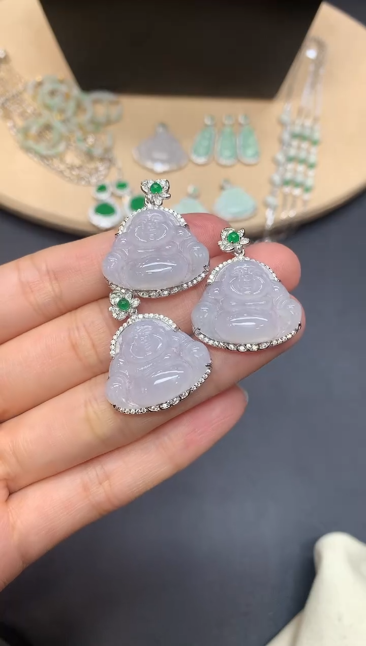 【闪购商品】翡翠吊坠(不含链)银S925镶嵌佛公【多样性发其一】