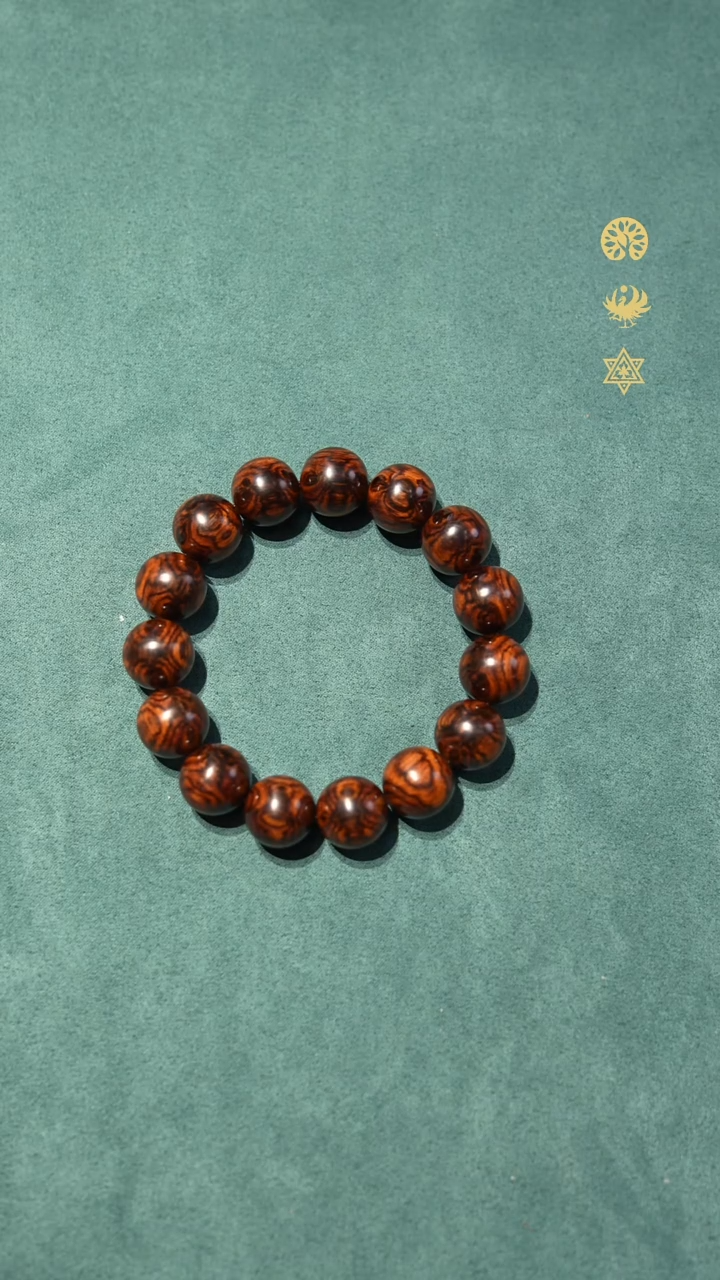 手串/手链黄花梨/降香黄檀山*哥海南黄花梨老料蜘蛛纹对眼15MM