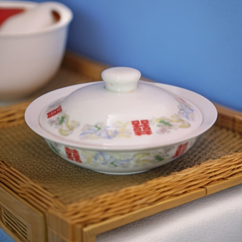 景德镇陶瓷红双喜8寸合合器