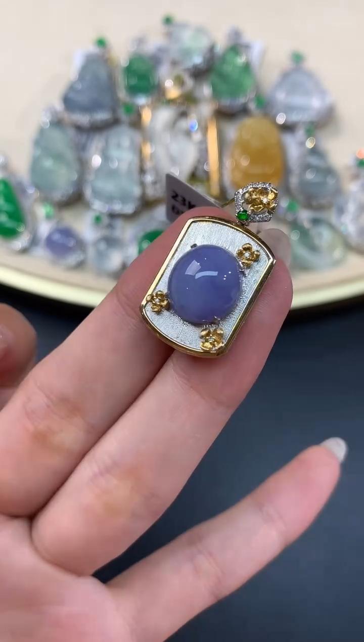 【闪购商品】翡翠吊坠(不含链)18K金镶嵌A310|5800