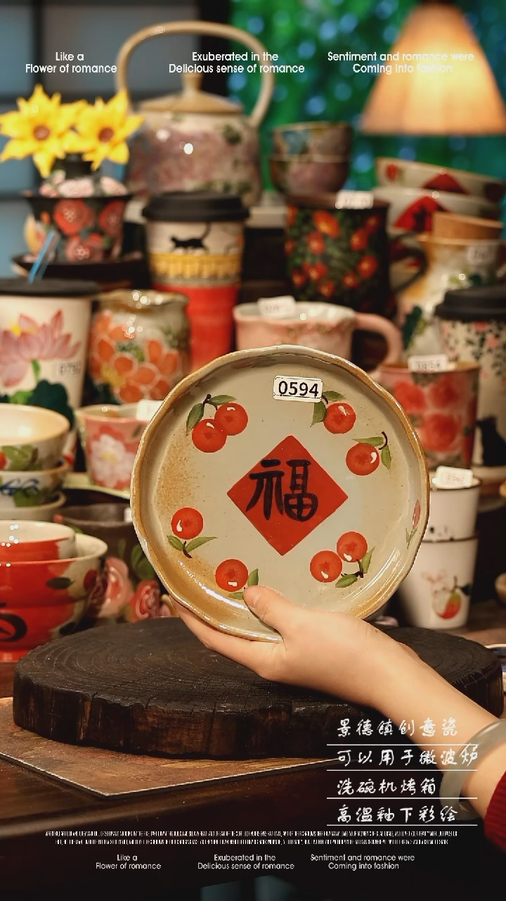陶瓷景德镇高温釉下彩手工手绘款式@A0594@