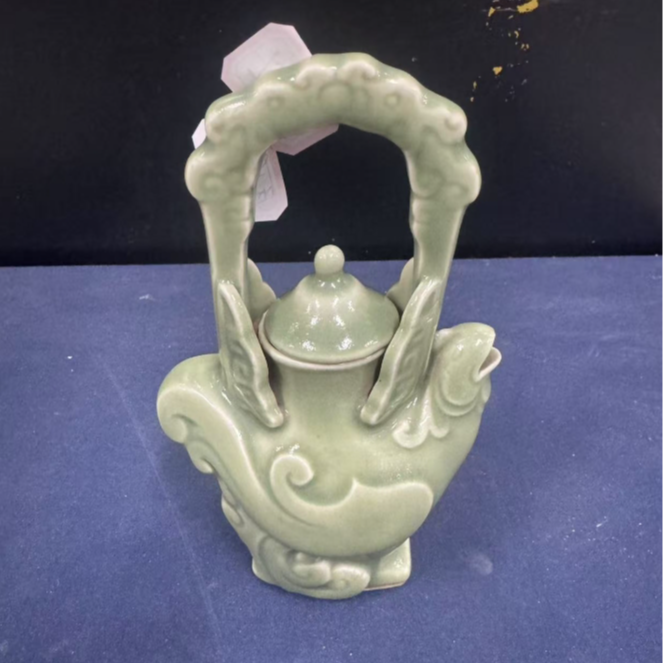 民国 豆绿天鸡壶XB-0015-高度18 肚径11