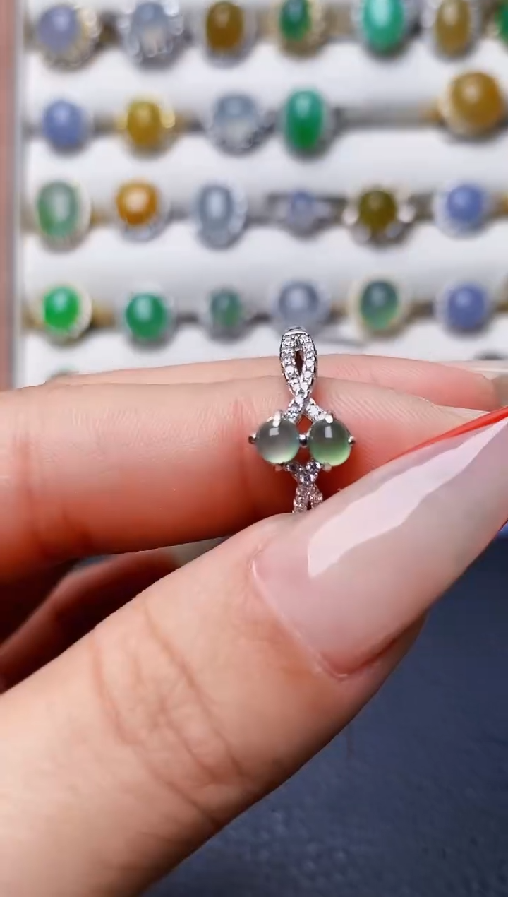 银S925镶嵌戒指翡翠4353