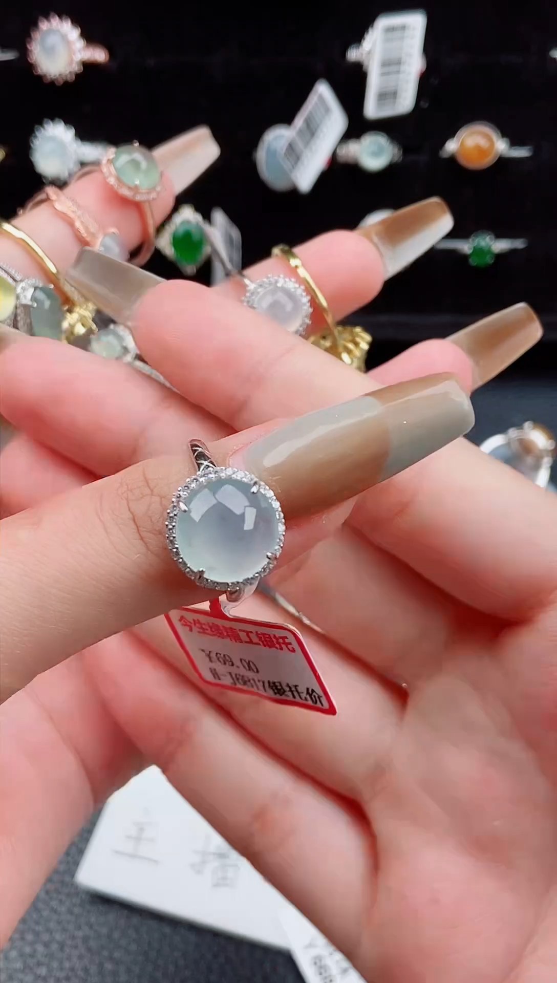 【闪购商品】翡翠戒指银S925镶嵌戒指380