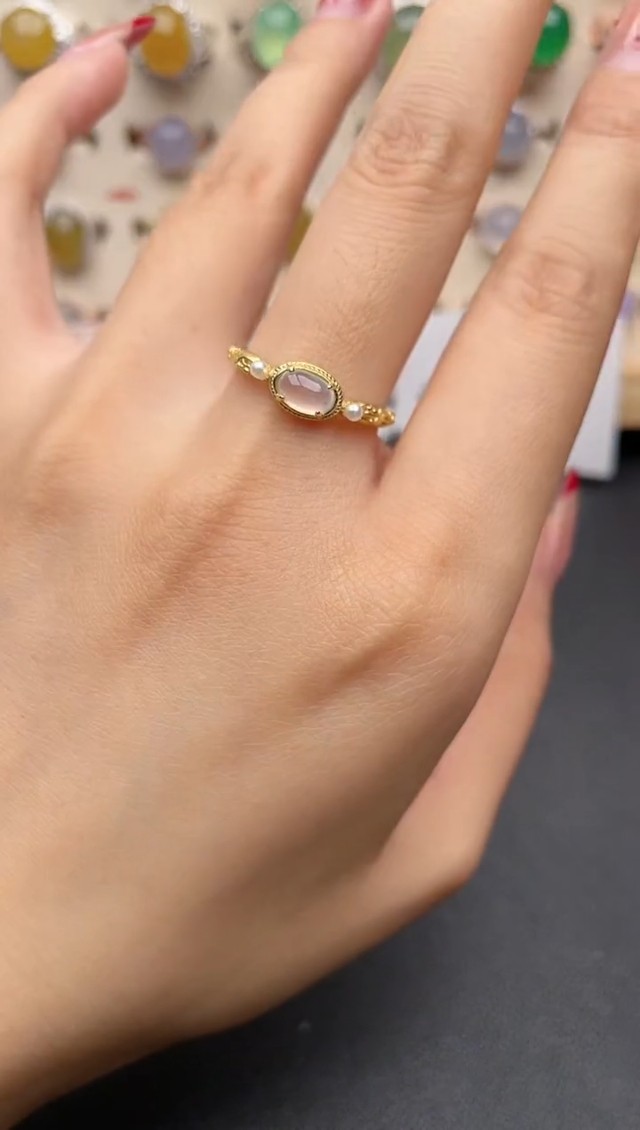 【闪购商品】翡翠戒指银S925镶嵌一物一证一礼盒