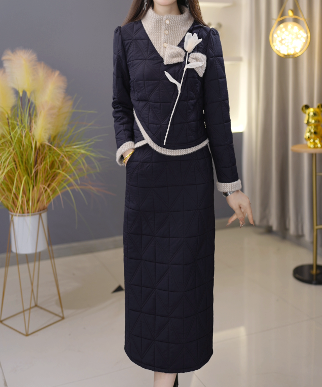 【棉服定制】C1096棉衣加半身裙两件套优雅时尚减龄收腰显瘦冬季新