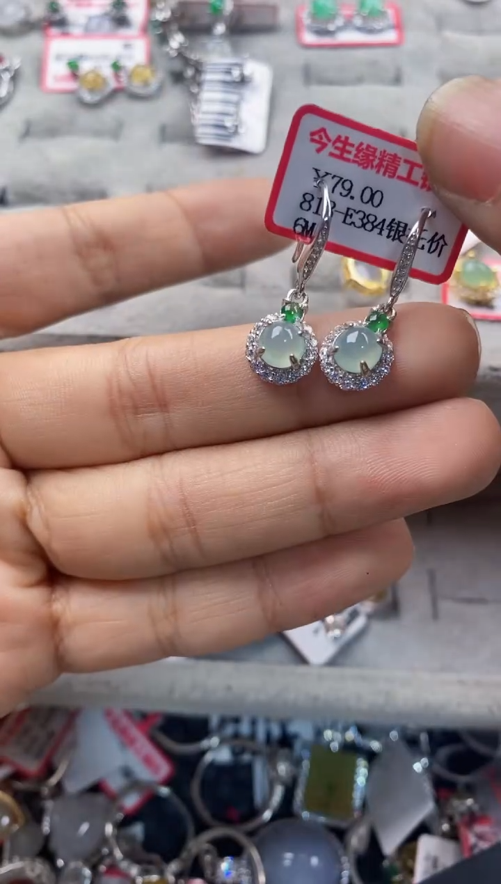 银S925镶嵌戒指翡翠1010---2