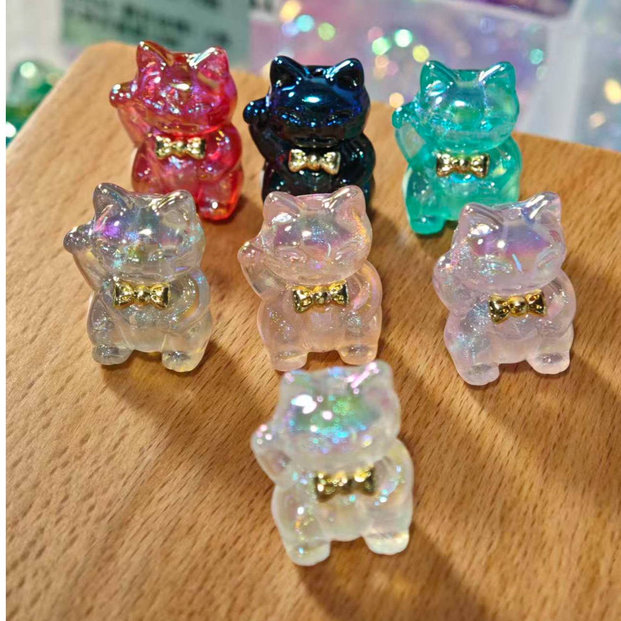 HD3201+AI33 冰美人蝴蝶结招财猫穿珠成品