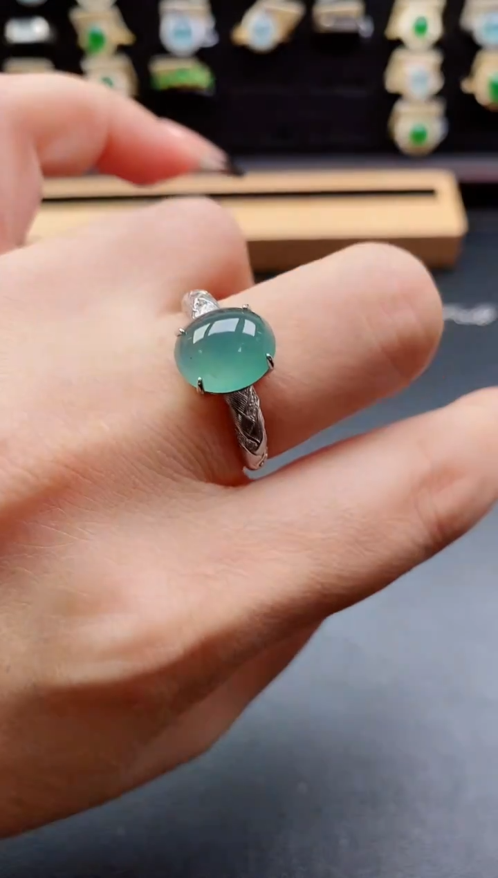 银S925镶嵌戒指翡翠1