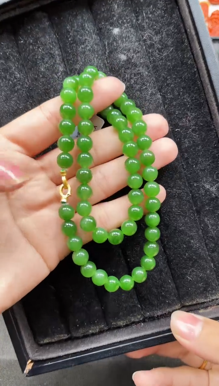 【闪购商品】和田玉项链18K金镶嵌8MM 多样性发一