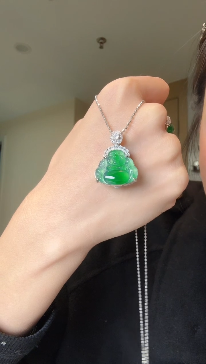 【闪购商品】翡翠吊坠(不含链)银S925镶嵌天然翡翠吊坠3