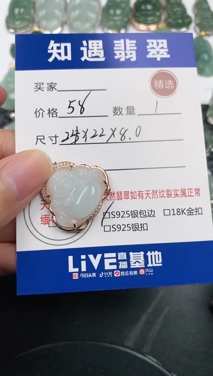 颈饰银S925镶嵌翡翠挂件
