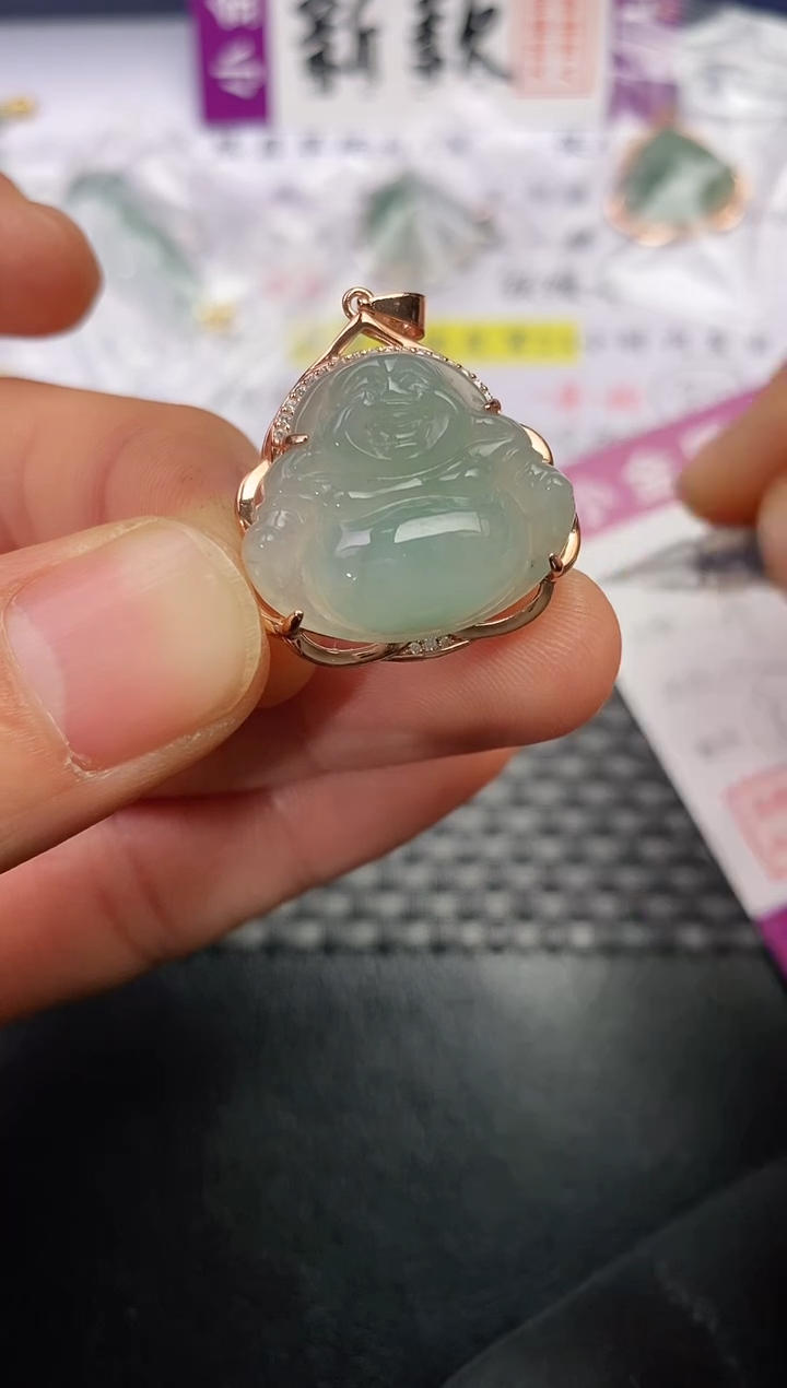 颈饰银S925镶嵌翡翠陈*晶挂件