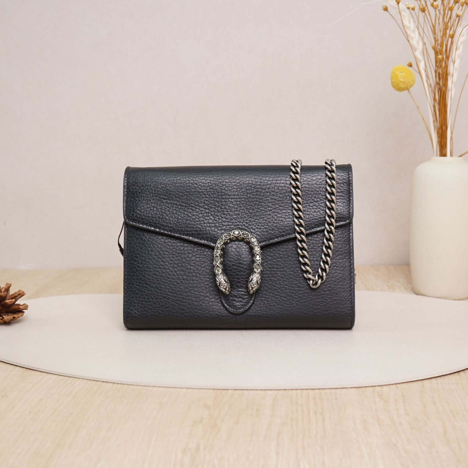 95新 GUCCI/古驰 古驰dionysus钻扣酒神woc黑色牛皮/DS042912